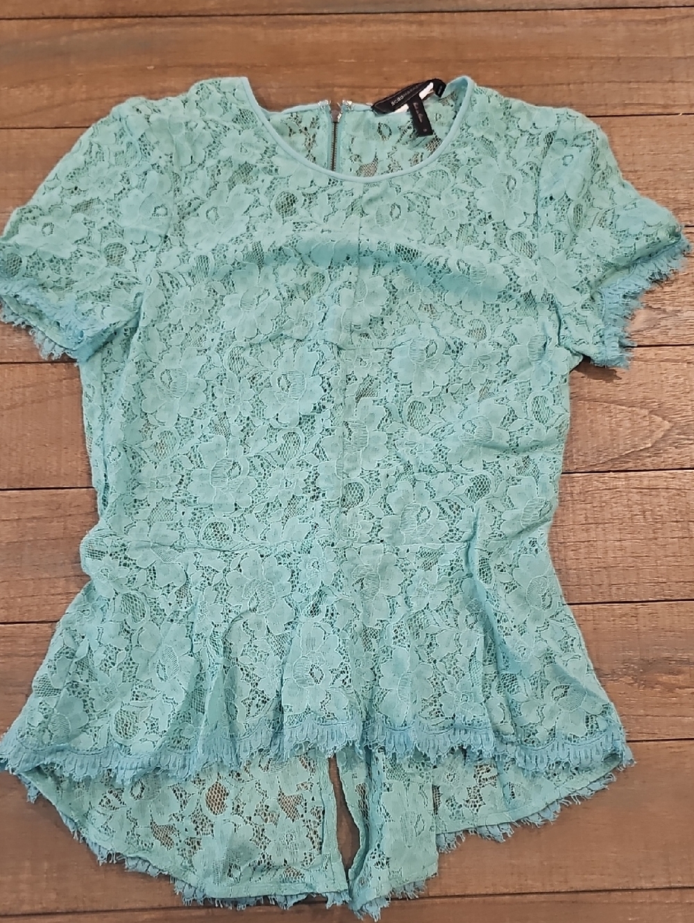 BCBGMaxAzria Mint Lace Peplum Blouse